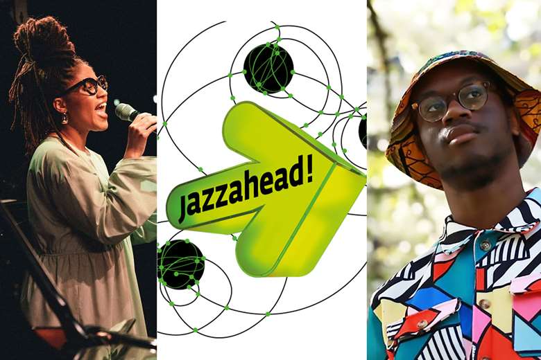 Jazz FM nominees Ni Maxine and Sultan Stevenson (left and right) and Jazzahead! trade fair (centre)